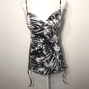 Spanx Assets swimsuit tankini black white SZ M